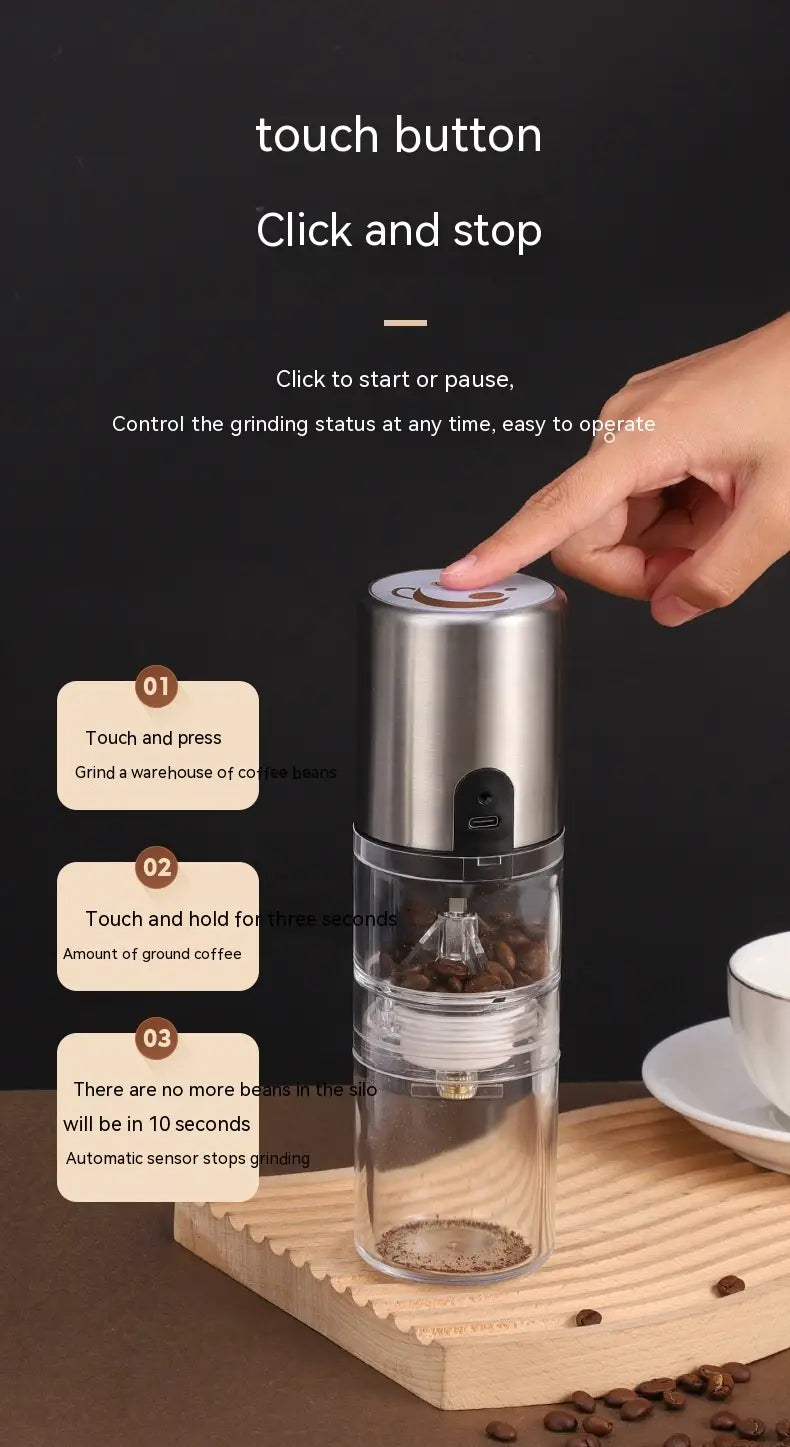 Electric Coffee Bean Grinder with Salt Pepper Mill and Toothbrush Cleaner