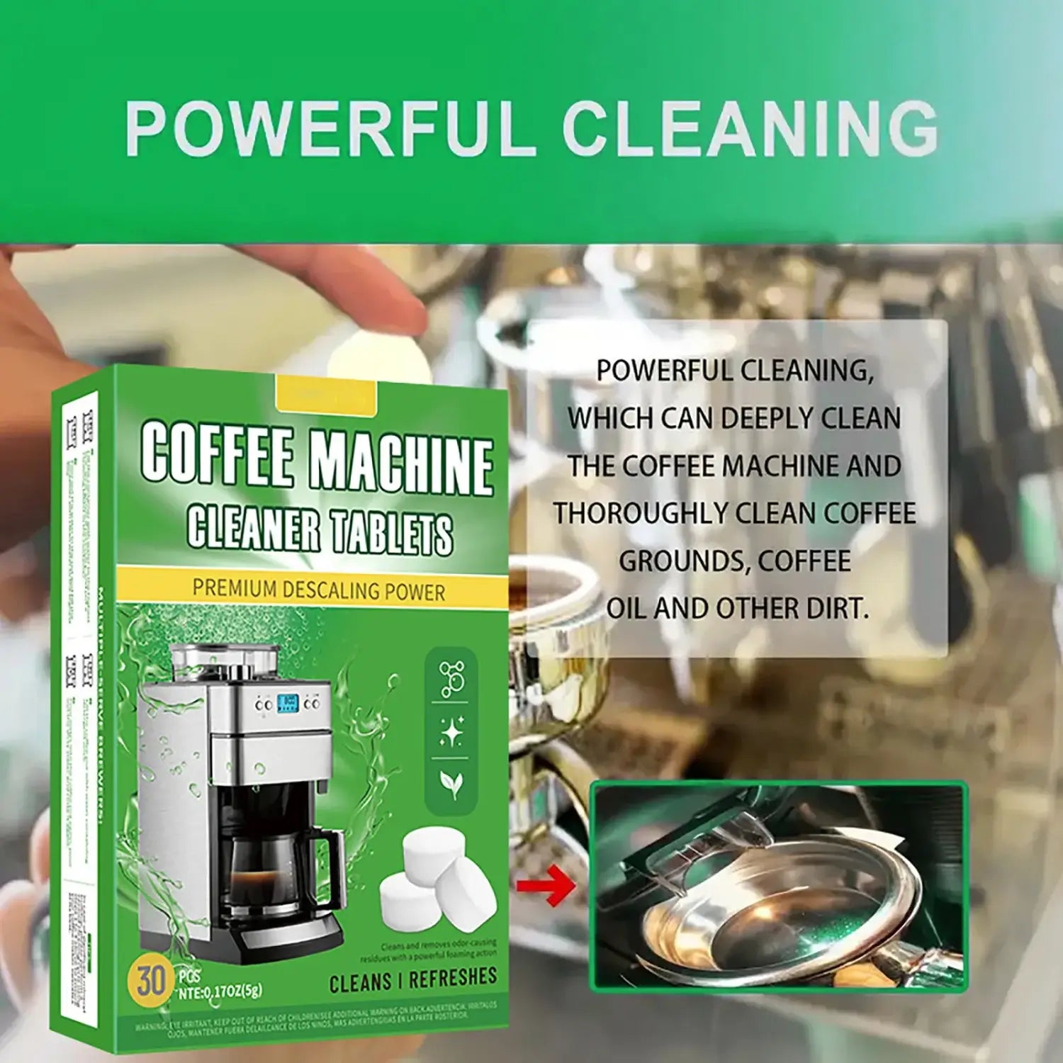 Coffee Machine Cleaning Tablets With 30 Pieces Of Coffee Machine Descaling Agent For Deep Cleaning Of Coffee Stains