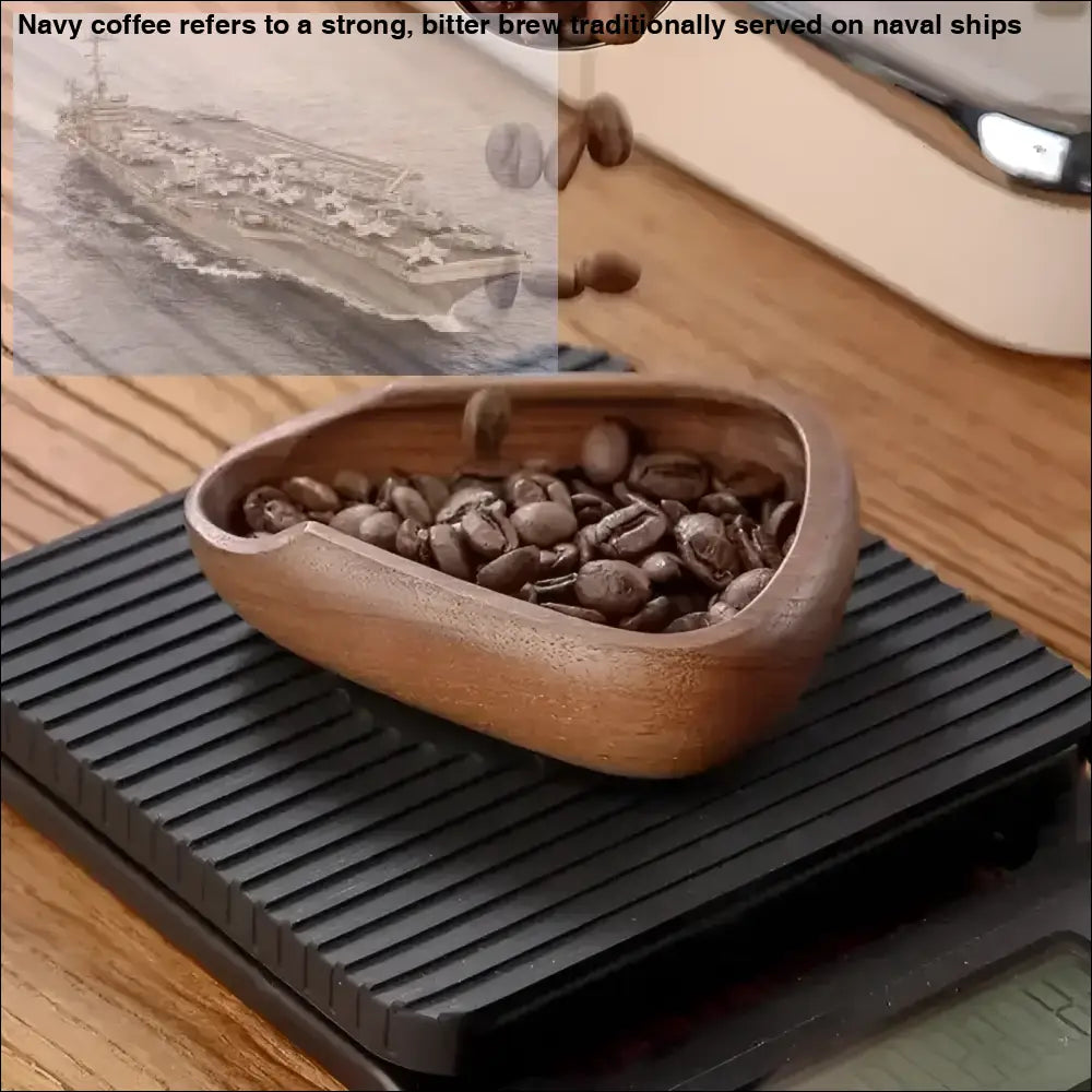 Wooden bowl filled with coffee beans showcasing walnut wood coffee and espresso dosing cup
