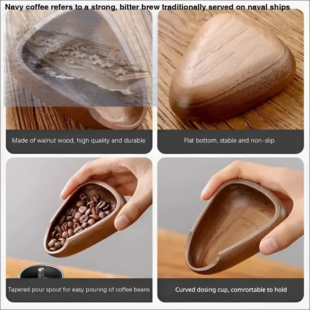 Walnut wood coffee scoop for espresso dosing cup and dosing tea cup collection