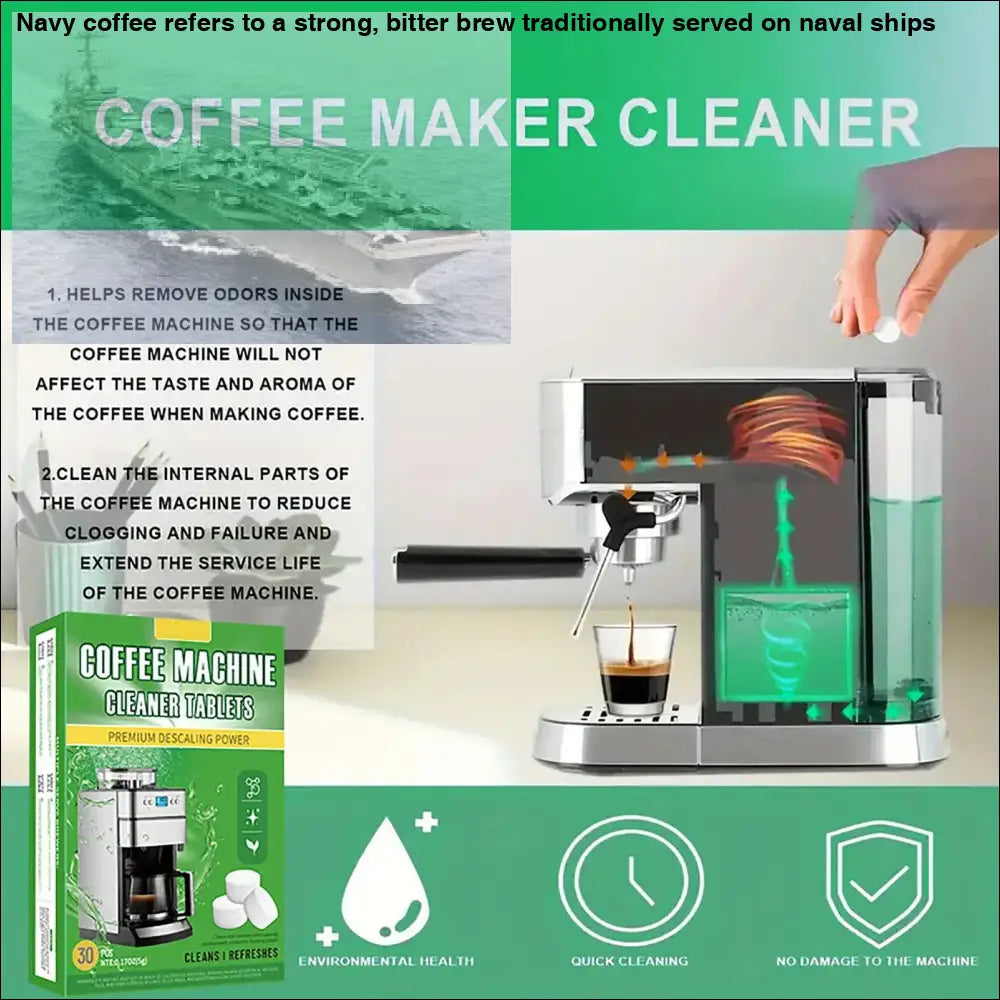 Coffee Machine Descaling and Deep Cleaning Tablets advertisement for effective machine cleaning