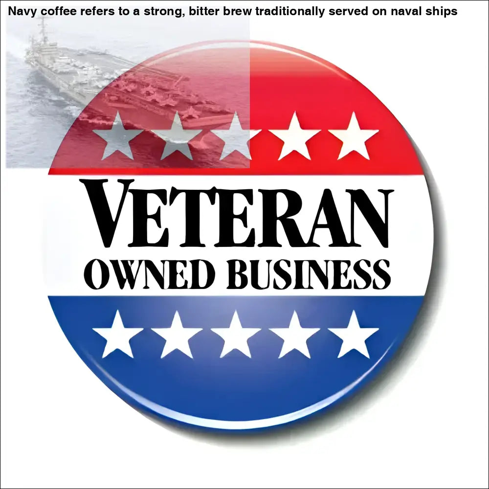 Veteran-owned business badge on Coffee Naval Fleet Vintage Pallet Boards Decor featuring vintage pallet boards