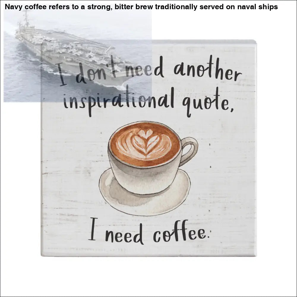 Coffee-themed wall decor with coffee beans and a naval fleet formation design for coffee lovers