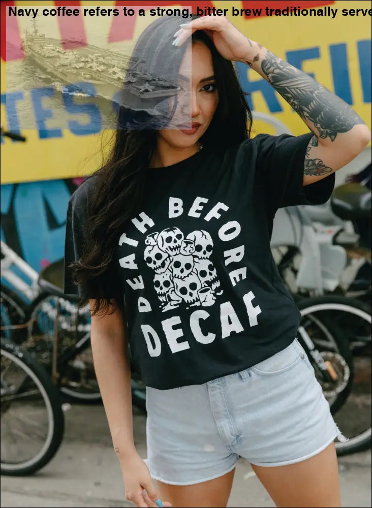 Black Cotton Blend Coffee Skull Graphic T-Shirt with Coffee Beans for Women
