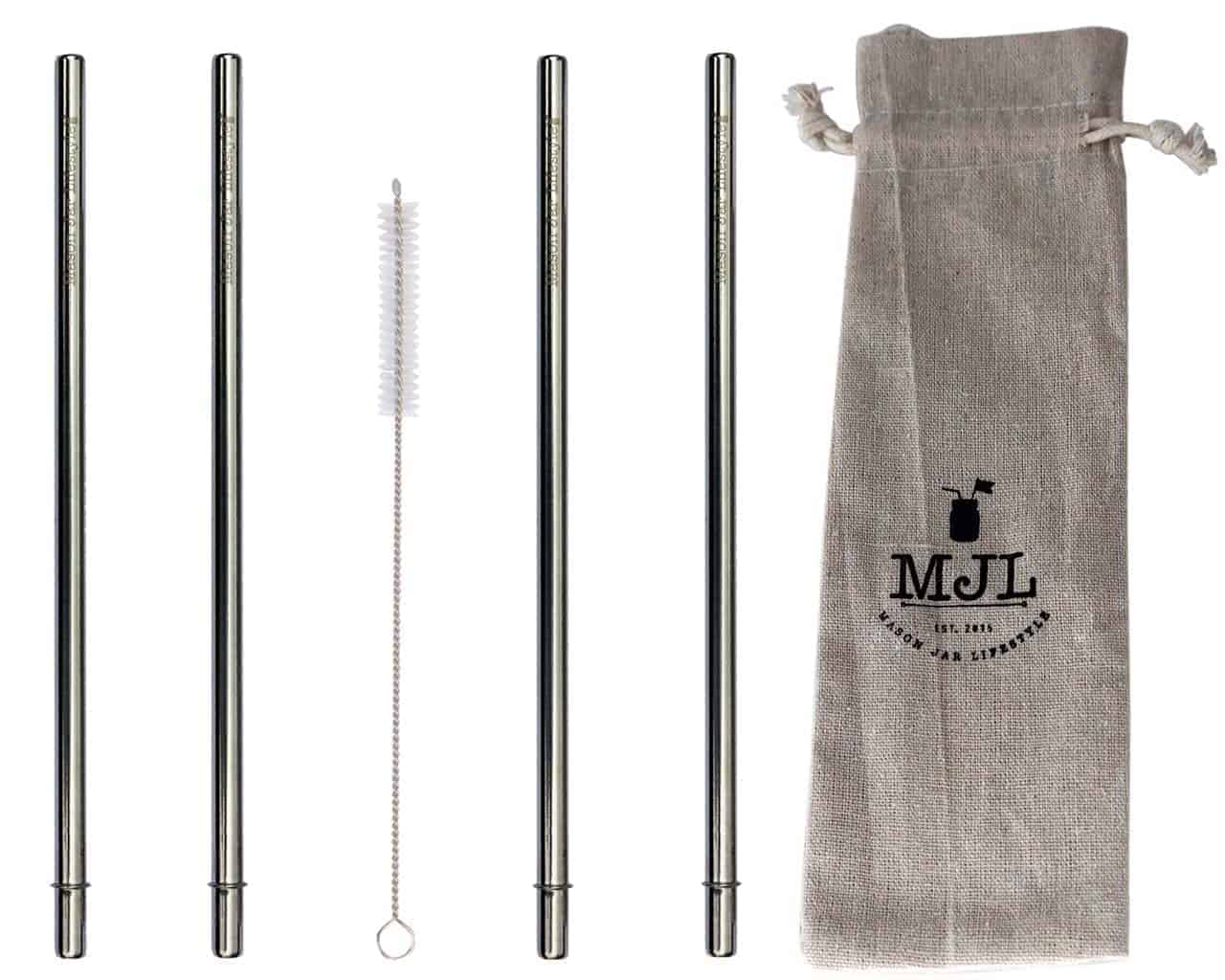 Reusable Safer Rounded End Stainless Steel Straws for Mason Jars, Smoothies & Beverages
