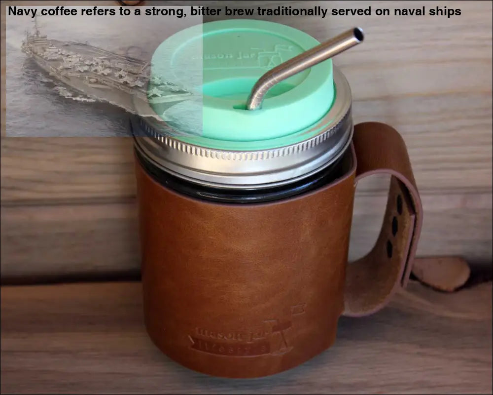 Faux Leather Sleeve with Handle / Travel Mug for Wide Mouth Pint Mason Jars