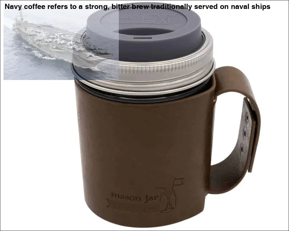Faux Leather Sleeve with Handle / Travel Mug for Wide Mouth Pint Mason Jars