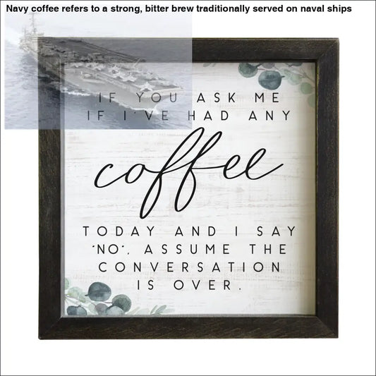 Framed coffee conversation wall decor with coffee beans and submarine theme