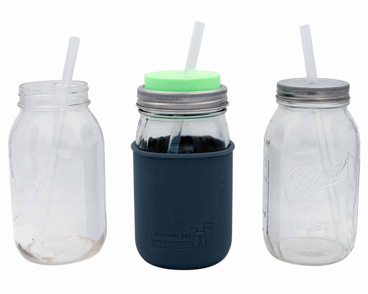Long Silicone Reusable Straws for Mason Jars with Cleaner Durable Flexible