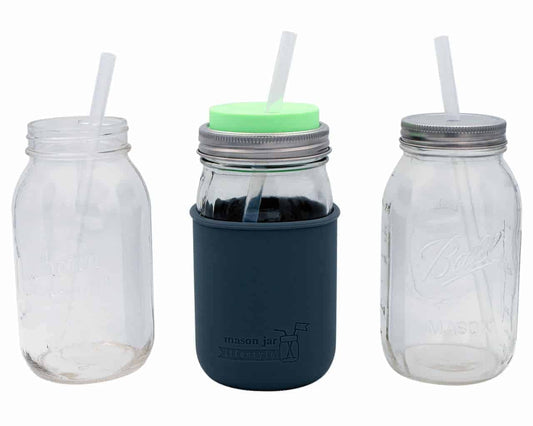 Long Silicone Reusable Straws for Mason Jars with Cleaner Durable Flexible