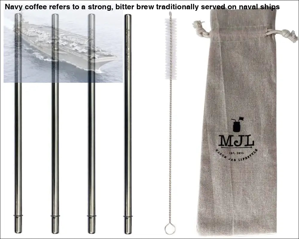 Long Safer Rounded End Stainless Steel Straw for Quart Mason Jars 4 Pack + Cleaner + Cloth Bag