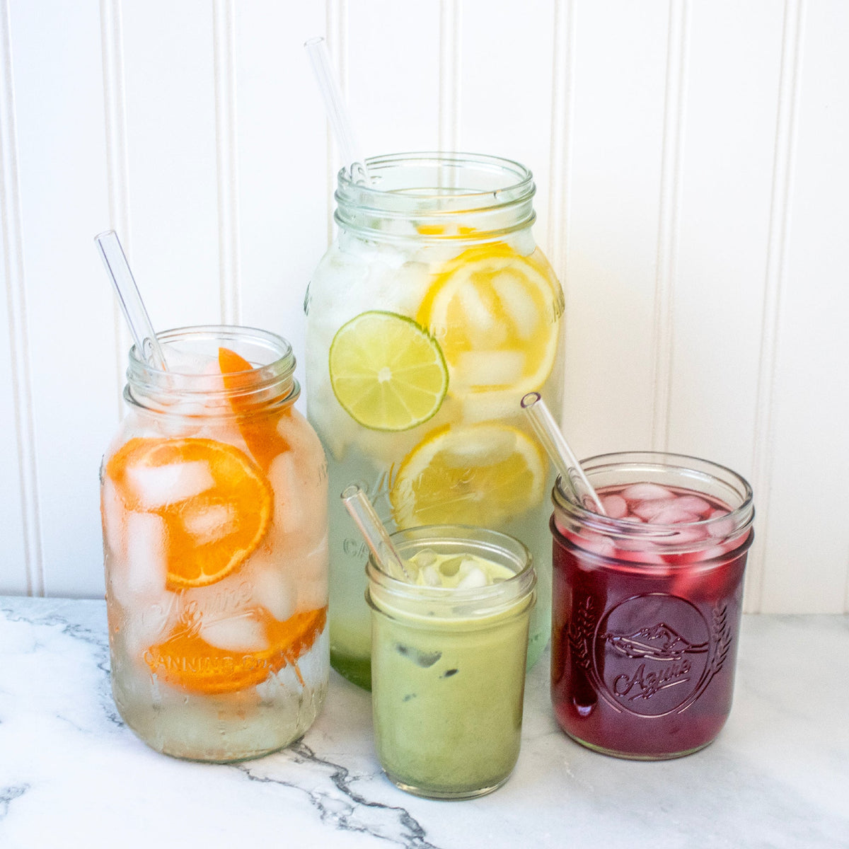 8 Pack Combo Glass Straws for Mason Jars + Cleaner