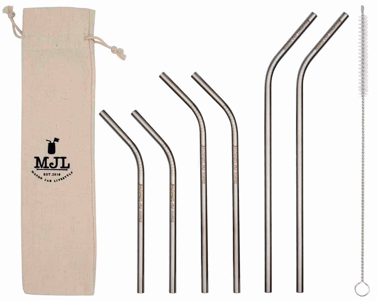 Reusable Safer Rounded End Stainless Steel Straws for Mason Jars, Smoothies & Beverages