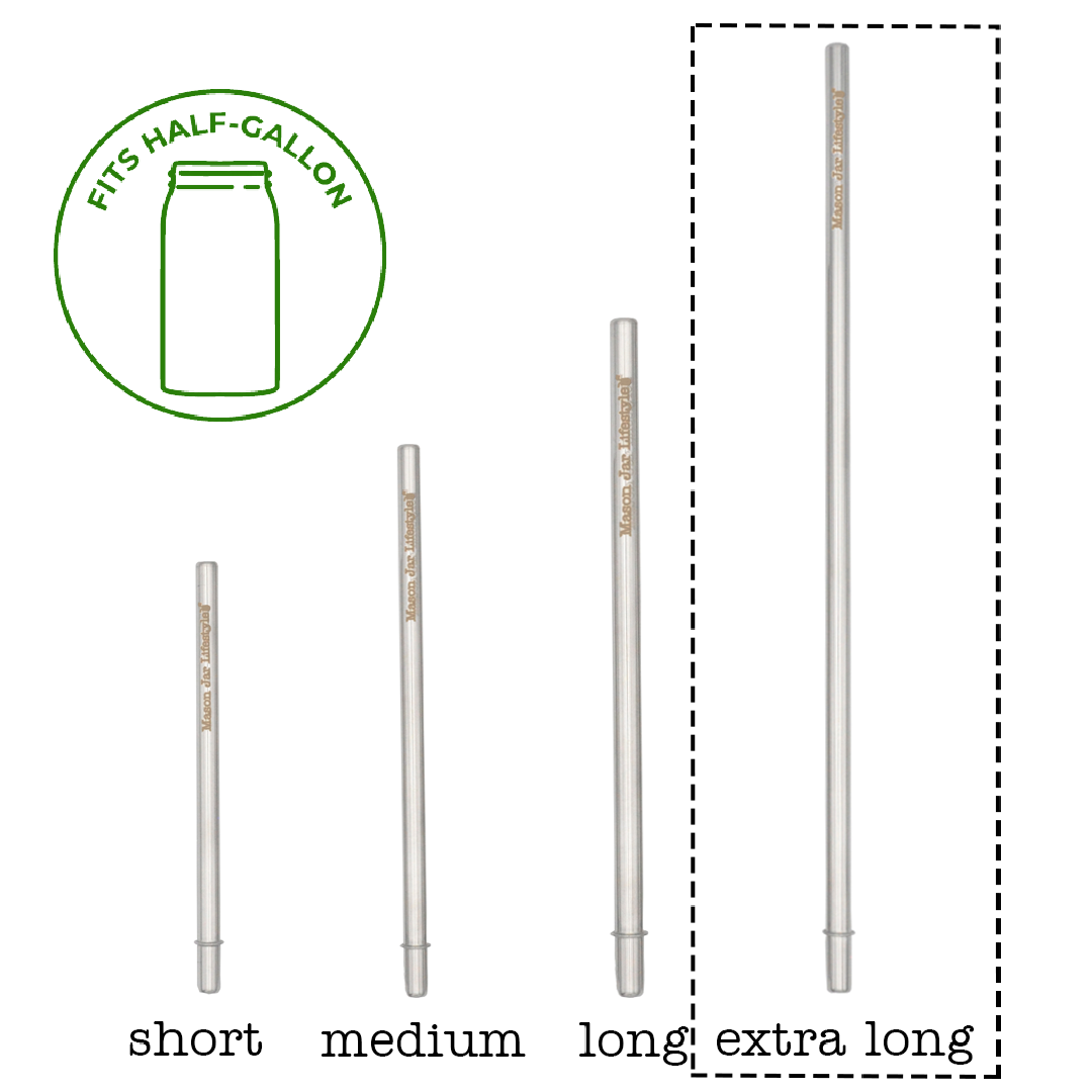 Reusable Safer Rounded End Stainless Steel Straws for Mason Jars, Smoothies & Beverages