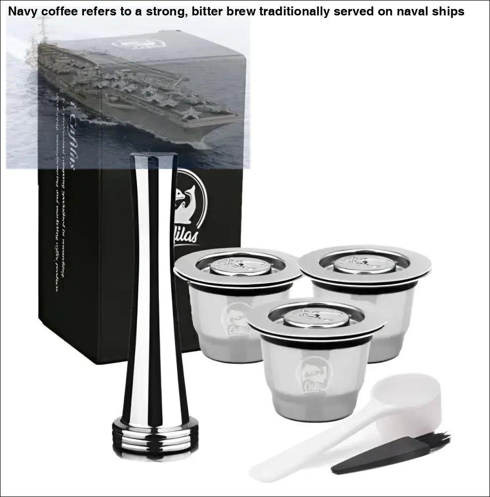 Reusable coffee pods and tamper set with stainless steel capsules, scoop, and brush