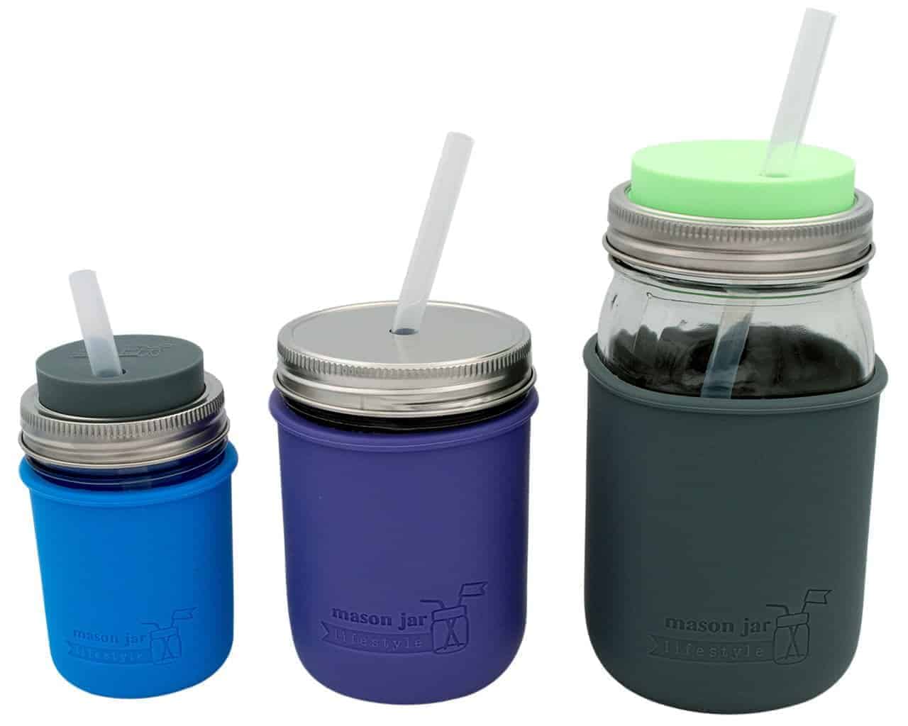 Long Silicone Reusable Straws for Mason Jars with Cleaner Durable Flexible