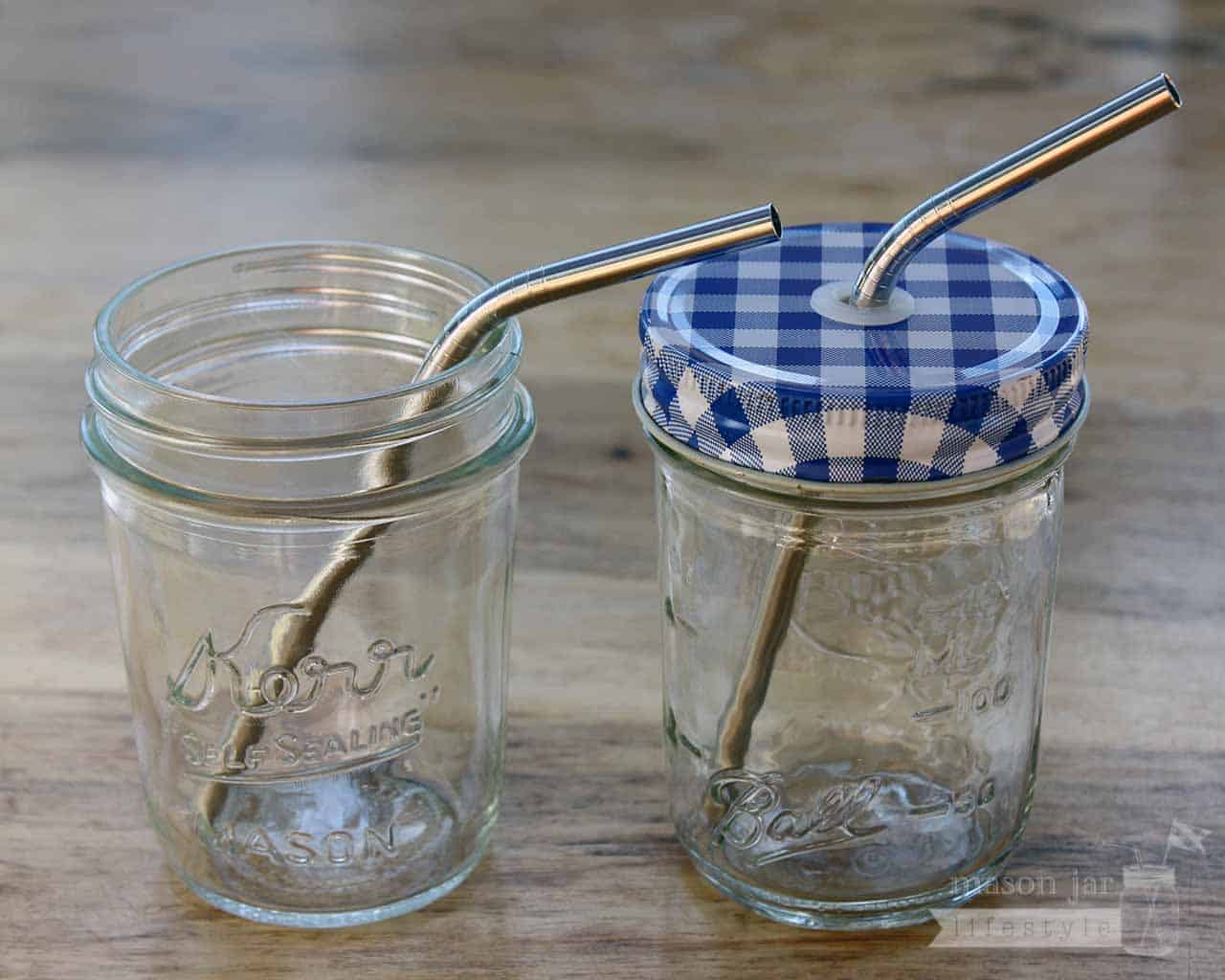 Reusable Safer Rounded End Stainless Steel Straws for Mason Jars, Smoothies & Beverages