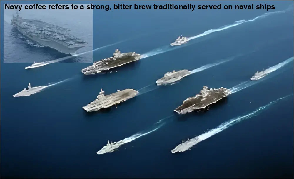 Naval fleet formation depicted on stainless steel coffee mug tumbler set with handles