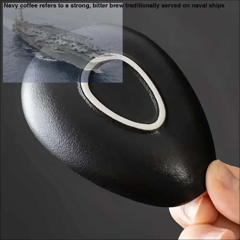 Black ceramic spoon rest for coffee beans dosing and dosing cup trays