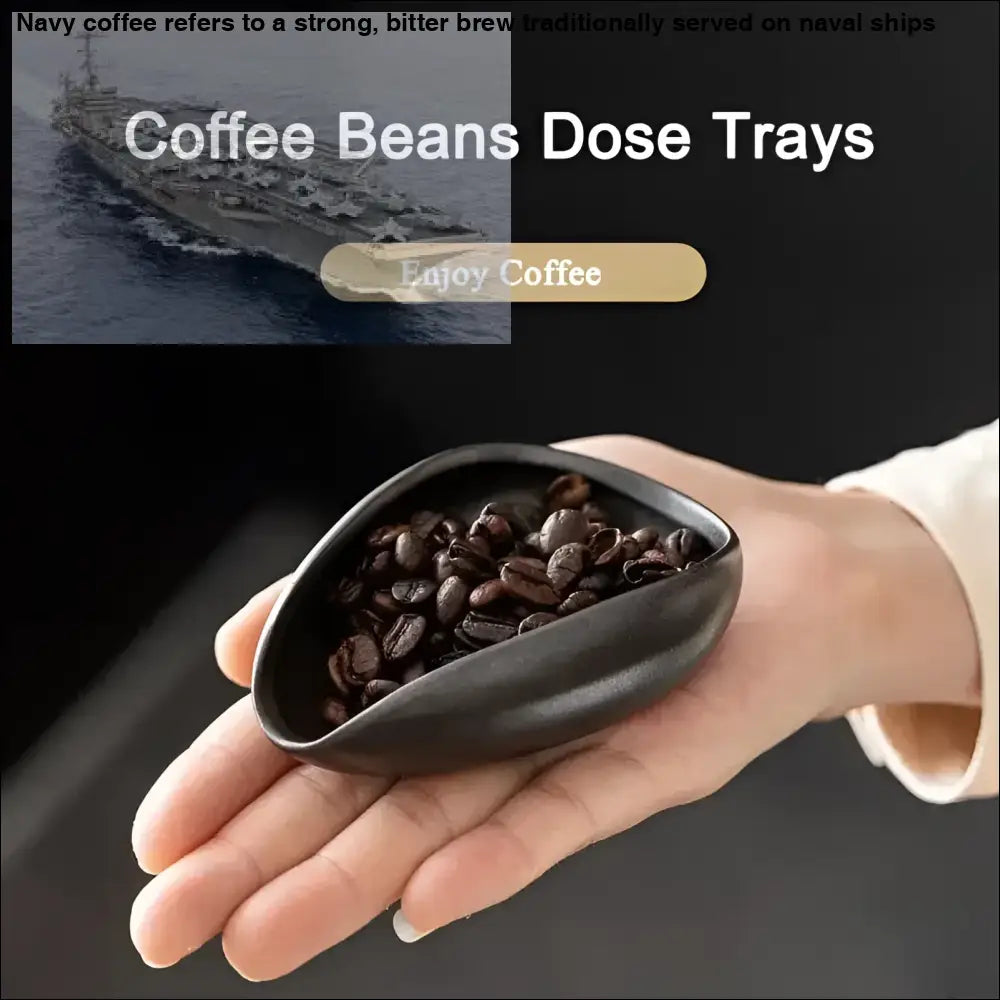 Ceramic coffee beans dosing in a black scoop for Dosing Cup Trays